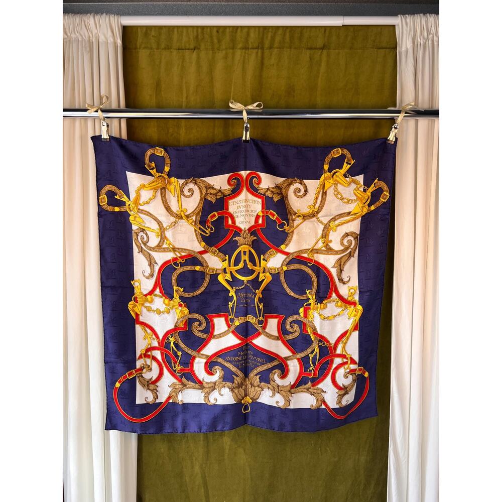 Authentic Hermès Silk Scarf 35x35 “L’Instruction du Roy”